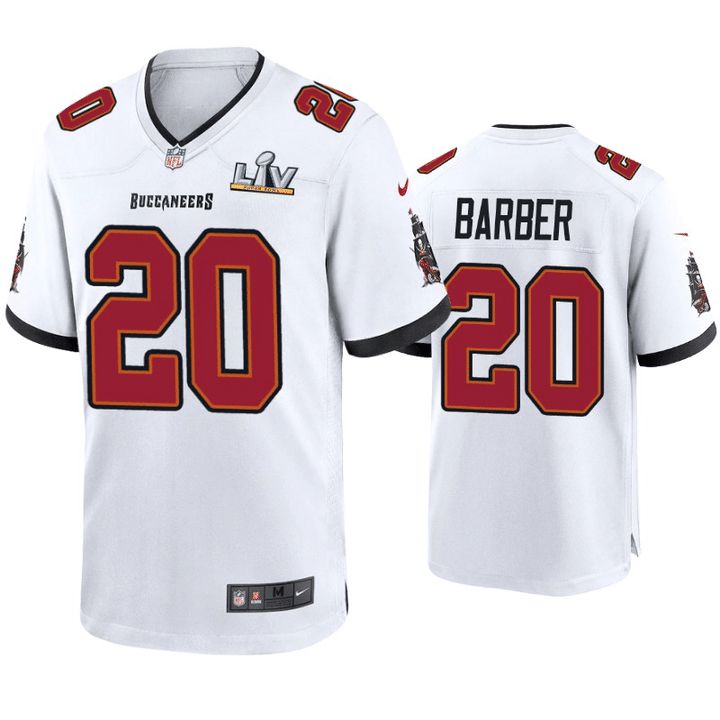 Men Tampa Bay Buccaneers #20 Ronde Barber Nike White Super Bowl LV Game NFL Jersey